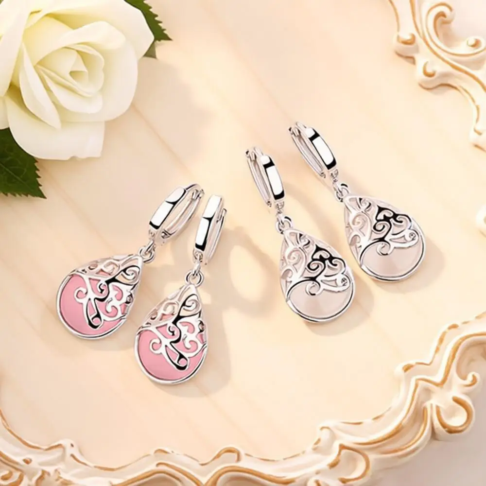 Vintage 925 Sterling Silver Moonlight Opal Stone Totem Drop Earrings for Women Girls Anniversary Party Fashion Jewelry Gifts