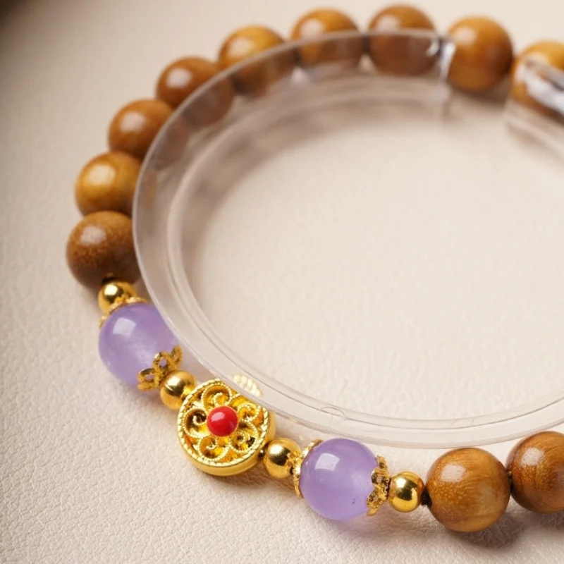 Golden nanmu DIY original design single-loop bracelet, simple elegant accessory for cultural appreciation and personal enjoy
