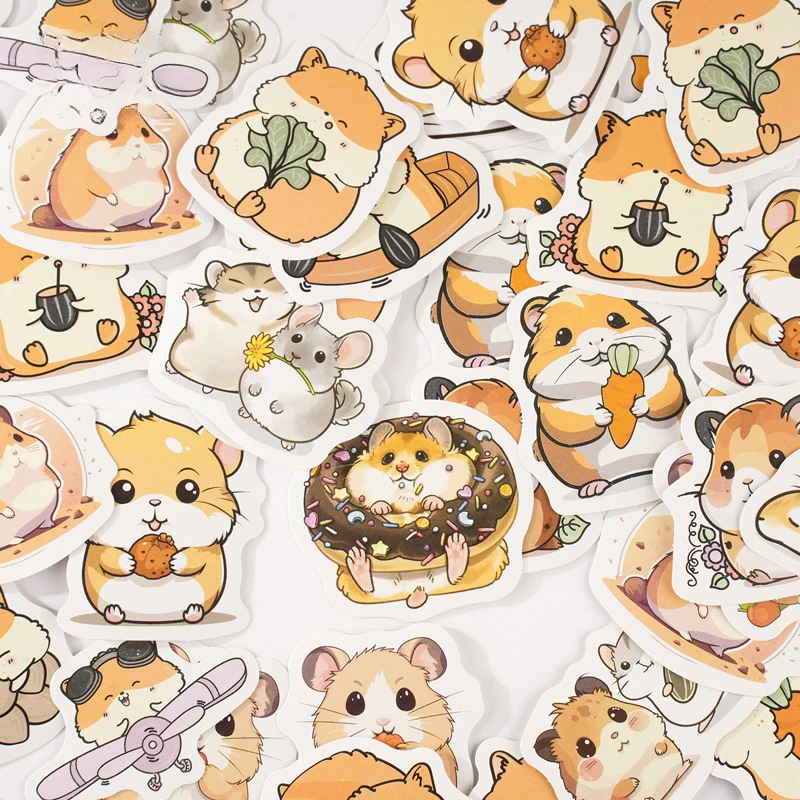 46Pcs/Box Cute animal DIY Self-adhesive sticker creative materials Waterproof stickers cartoon scrapbooking decoration materials
