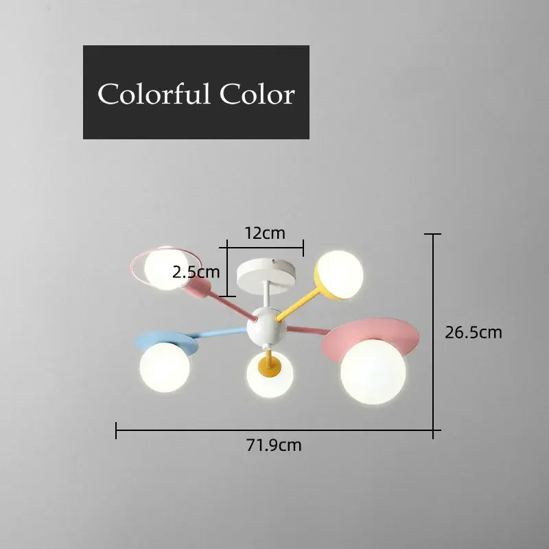 Imagem -05 - Nordic Children Bedroom Chandelier Lighting Glass Lampshade Cartoon Led Azul Rosa Luz de Teto para Girl Boy Kids Princess Room