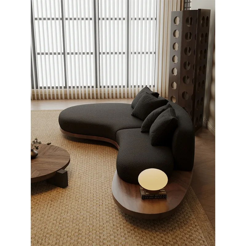 Medieval wabi-sabi Japanese-style solid wood floor sofa special-shaped business small apartment
