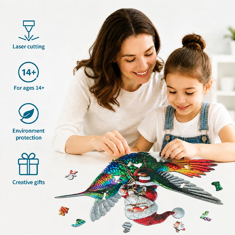 Christmas Journey Wooden Puzzle DIY Jigsaw Puzzle Educational Toy Creative Gift for Adults Teens 14+ Handmade Assembly Game