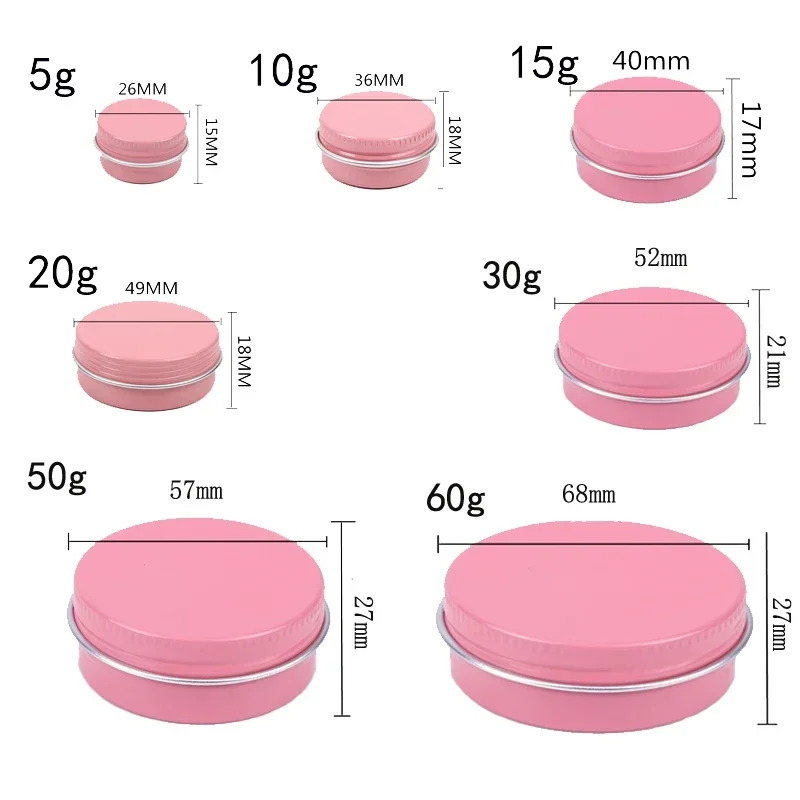 30 Stuks 5G-60G Aluminium Tin Ronde Kaars Spice Blikken Met Deksel Roze Lege Blikjes schroef Top Blikjes Met Schroef Deksel Containers Kaars Potten