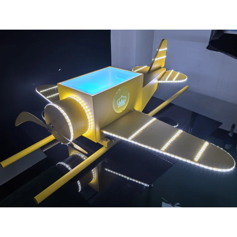 

Latest Air Plane Model Led Bottle Presenter Bottle Service Glorifier Wine Display Racks for Night Club Bar Lounge Event
