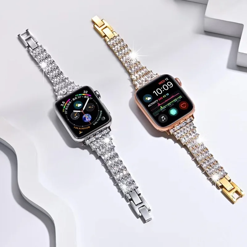 

Стильный металлический сменный Браслет со стразами для Apple watch Ultra 49 мм 10 42 мм 46 мм 9 8 7 45 мм 41 мм 6 5 4 3 SE 44 мм 40 мм