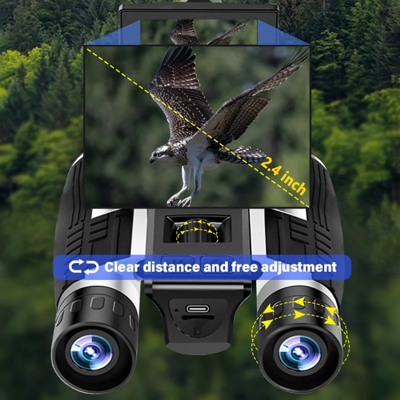 

12x32 Digital Binoculars Camera 48MP Photo 2.4in IPS Screen 8X Digital Zoom for Bird Watching Hunting Night Vision (Daytime)