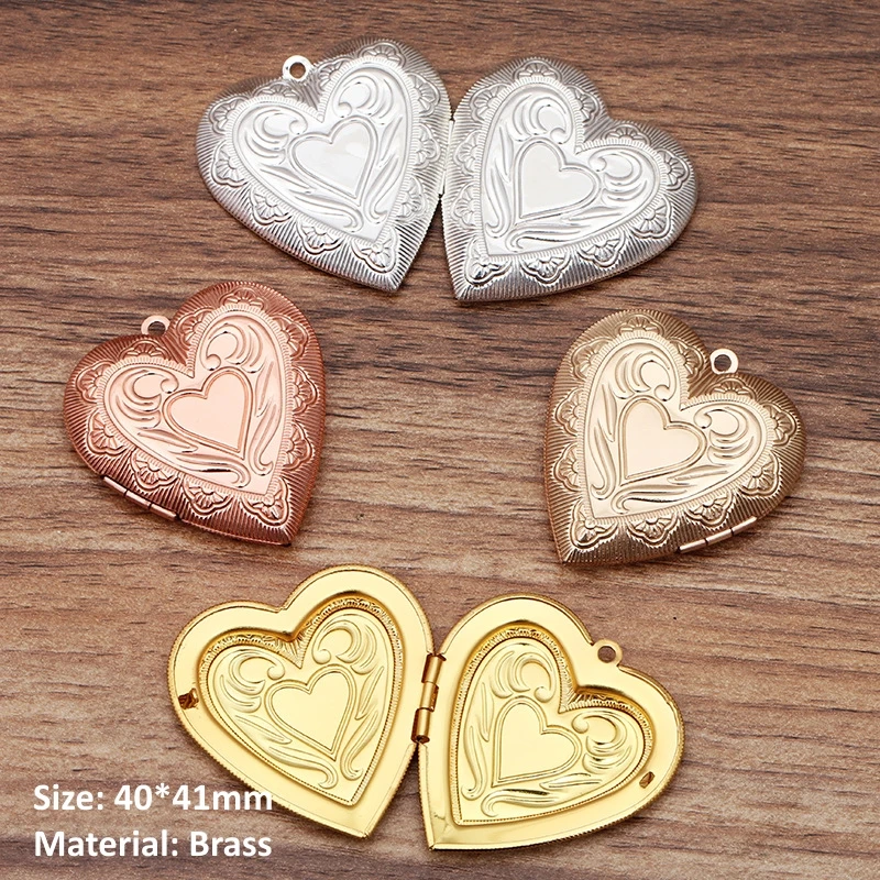 BoYuTe (4 pièces/lot) 40mm gros médaillon Photo en forme de coeur médaillon en laiton pendentif bricolage accessoires en gros