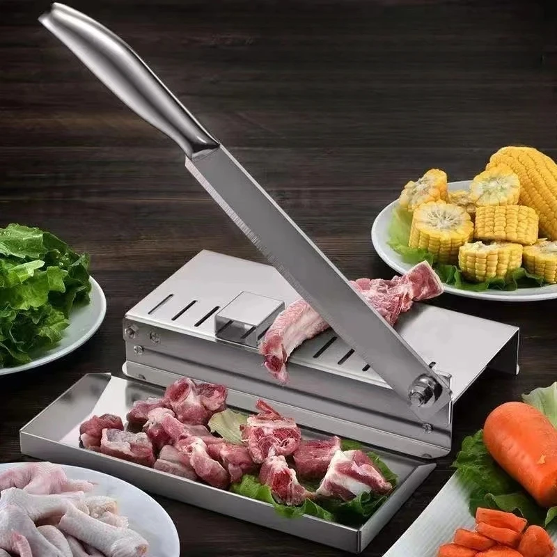 Food Cutter Slicing Machine Stainless Steel Beef Bacon Fish Household Cutting Machine Adjustable Slice Thickness Kitchen Tool