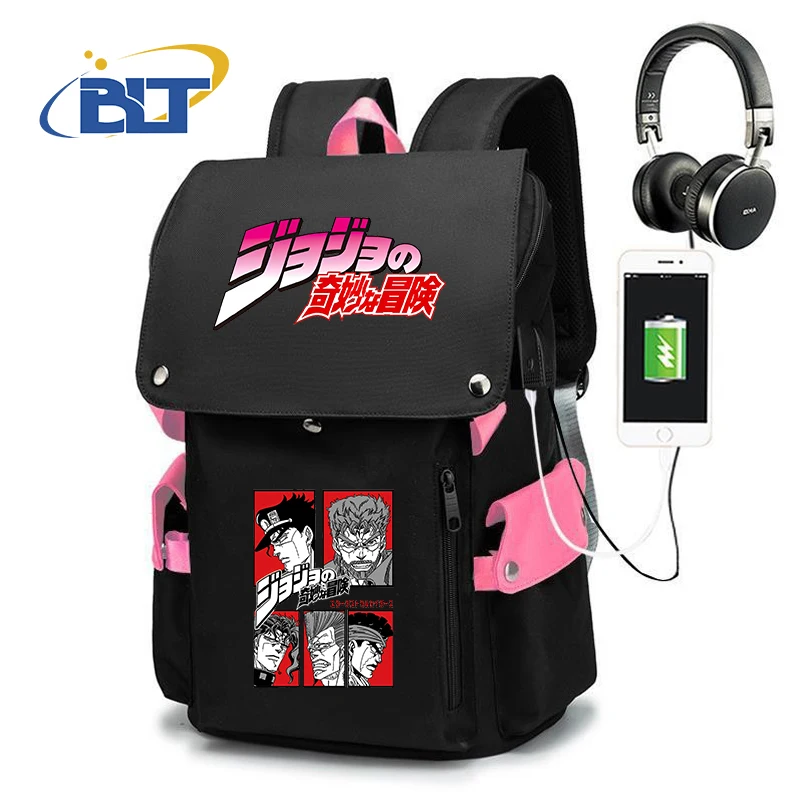 Jojo Bizarre Adventure anime print student schoolbag youth usb outdoor travel bag kids back to school gift