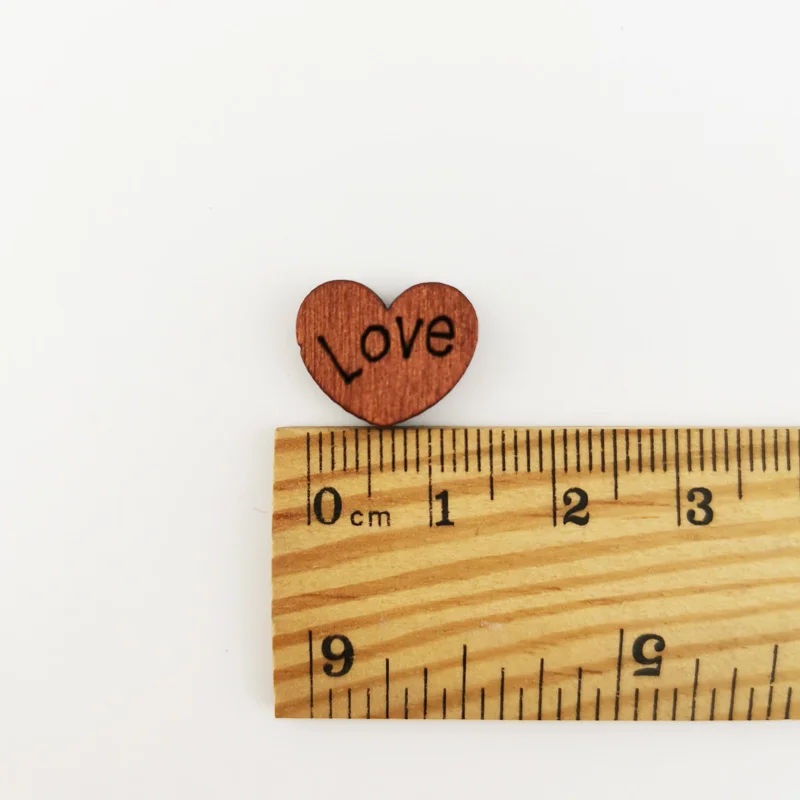 100pcs/pack Love Buttons Children's Patch Puzzle Wooden Buttons DIY Handmade Accessories Non-porous Heart-shaped Stickers