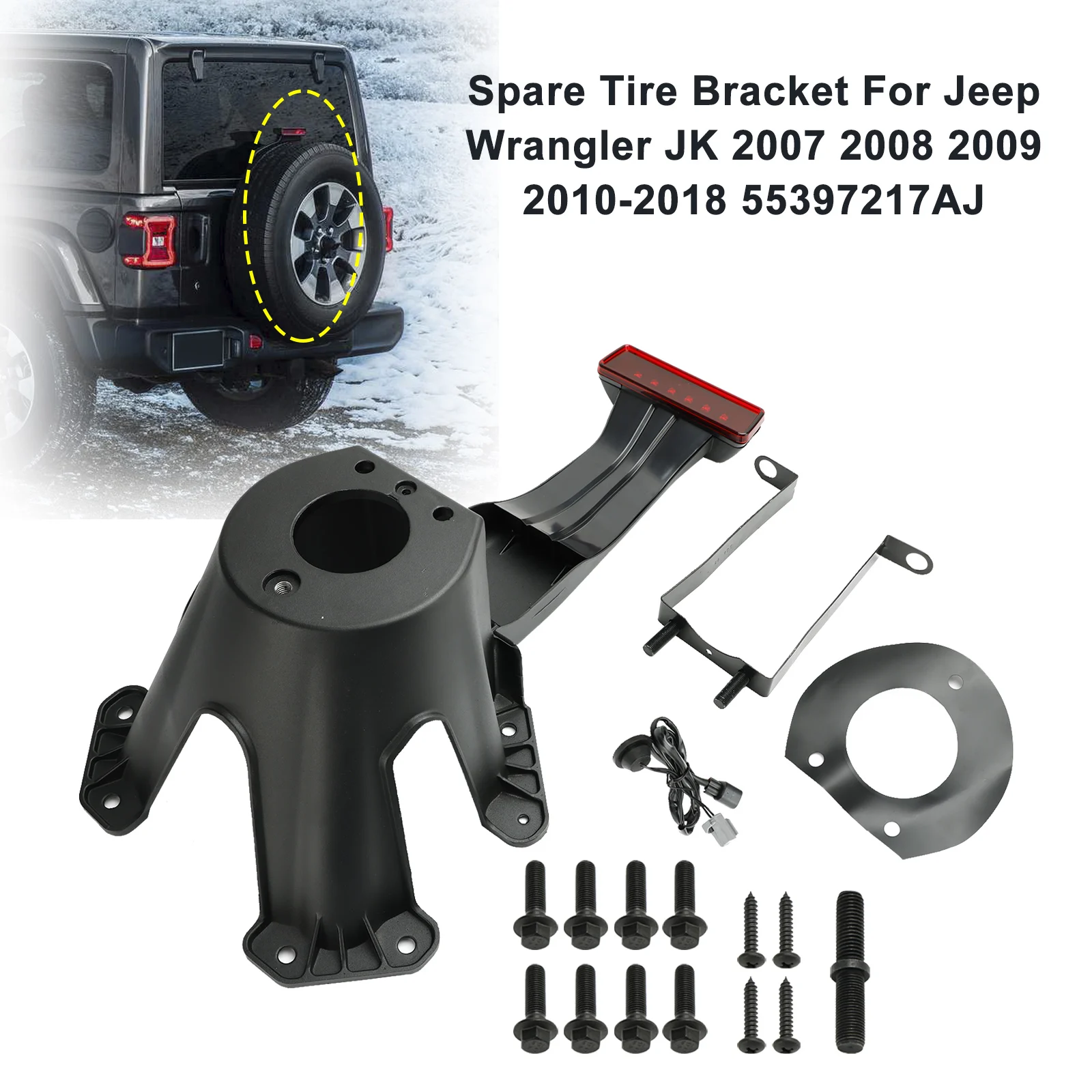 Topteng Reservebandbeugel Voor Jeep Wrangler Jk 2007 2008 2009 2010-2018 55397217aj - afbeelding 1