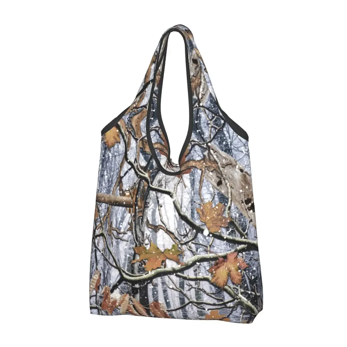 

Hunting Camo Tree Camouflage Snow Pattern Groceries Shopping Tote Bag Women Kawaii Shopper Shoulder Bag Large Capacity Handbags