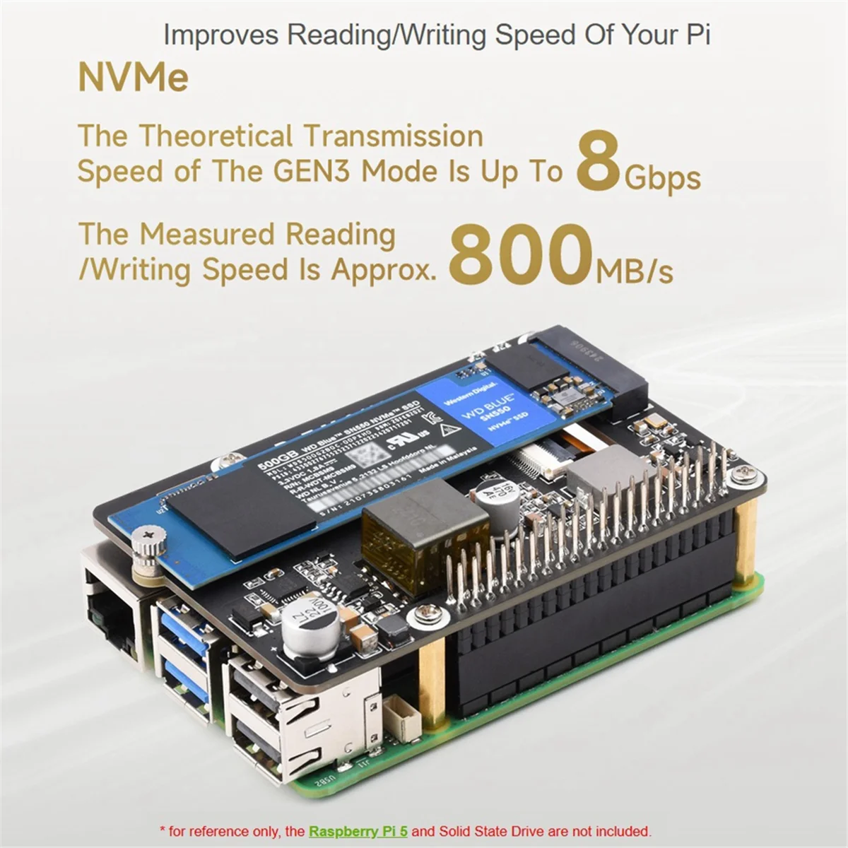

Адаптер TYMQ PCIe-M.2 с функцией PoE поддерживает твердотельный накопитель NVMe Protocol M.2 для Raspberry Pi 5 PoE HAT