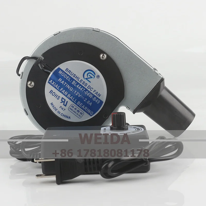 

High Air Volume DC12V 2.0A 11028 BBQ Grill Turbo Blower with Duct Adjustable Speed Adapter Wood Stove BL4447-04W-B49 Cooling Fan