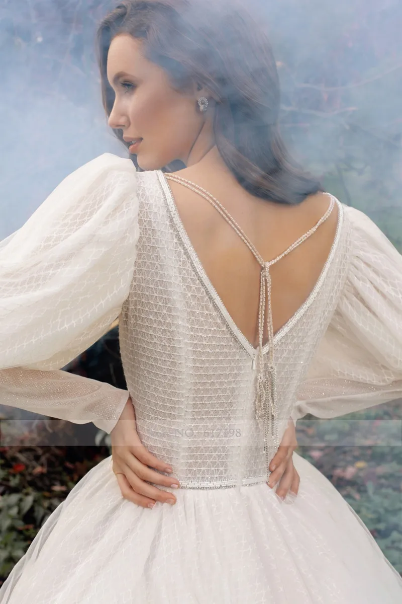 Robe de mariée trapèze Sexy à manches longues et col en v, nouveau Design, 2022