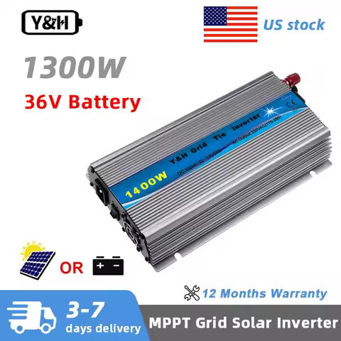 Y&amp;H 1300W MPPT Grid Tie Solar Inverter 36V DC to 110V AC Pure Sine Wave Converter for Solar Panels/Battery