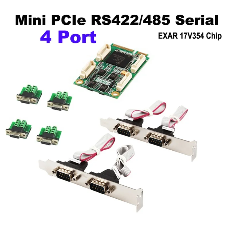 AY14 -Mini Pcie 4 Ports RS422 RS485 Db9 Com Half Size Mini PCI Express Serial Port Industrial I/O Controller Card