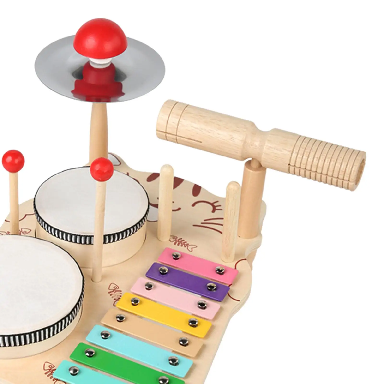 Xylophone Drum Set Kids Baby Drum Set, Educational Motor Skill Wooden Xylophone Musical Toy Musical Table for Boy Girl Kids