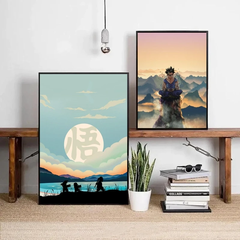 

Canvas Printing Dragon Ball Goku Classic Scene Canvas Posters Vintage Room Modern Living Room Decoration Landscape Painting