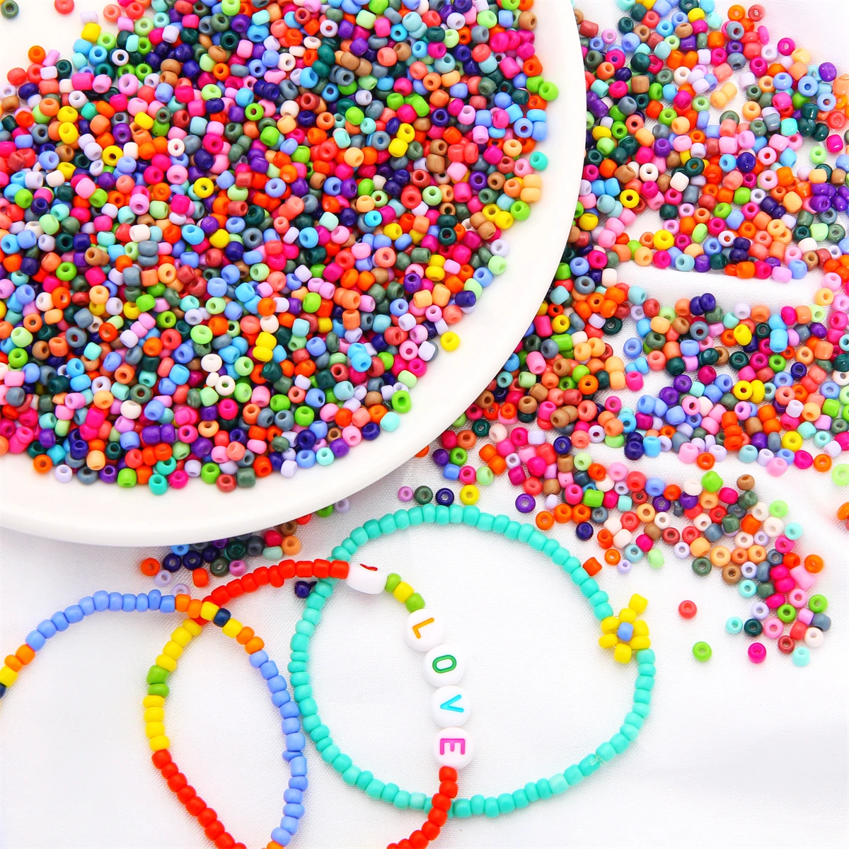

2/3/4mm Solid Color Glass Rice Beads - High Quality Uniform Loose Beads for DIY Jewelry, Handmade Bracelets & Necklaces