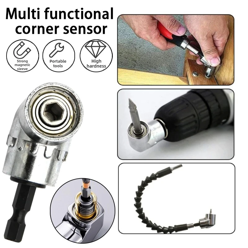 

Multi functional corner cutter silver short turn bending screwdriver connector electric drill accessory 105 degree angle socket