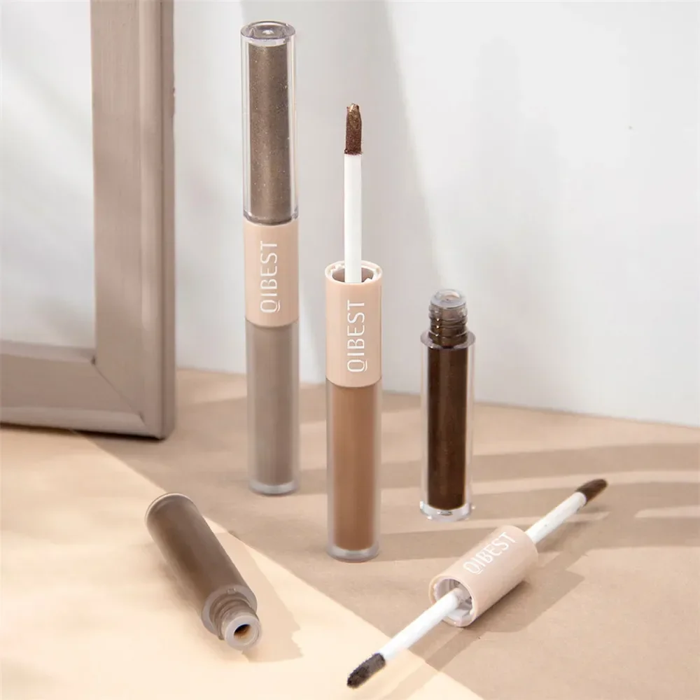 Doppelkopf-Lidschatten mit mattem Schimmer, flüssiger Lidschatten, Glitzer-Augen-Make-up, perlmuttartig, liegender Seidenraupen-glänzender, natürlicher, langlebiger Kosmetik