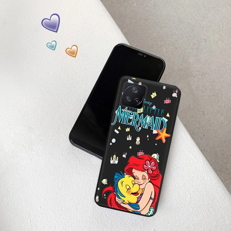 Etui na telefon Xiaomi Poco C40 C51 C50 C61 M5 M4 Pro M3 X5 X4 X3 F5 F4 F3 14 A3X Little Mermaid Cute Black Soft Anti-Drop Cover