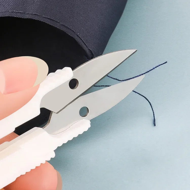 Practical U Shape Scissors Plastic Handle Safety Cover Sewing Scissors Thread Embroidery Cross-stitch Cutter Mini Spring