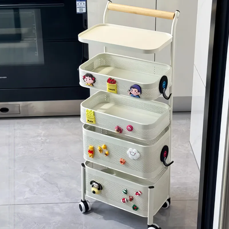 

Kitchen Multi-layer Stainless Steel Storage Rack Vegetable Bowl Dish Snack Toy Small Cart Stand Floor Mounted Organizer