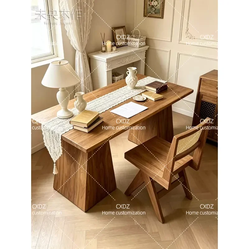 Solid wood desk cream wind desk study room removable student home writing desk adult worktable computer table