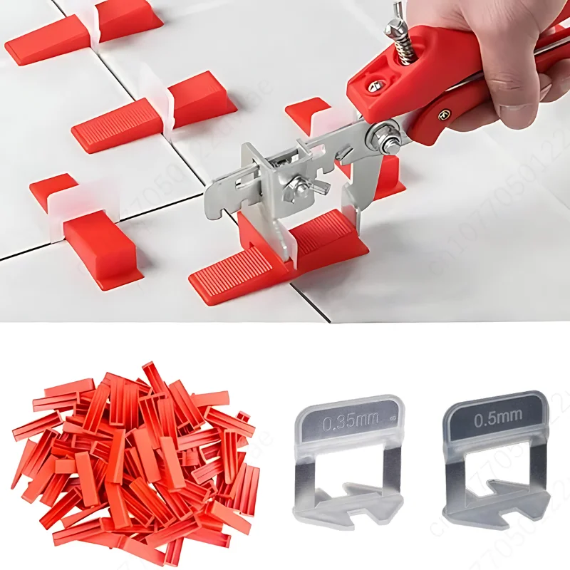 500PCS Tile Leveling System 0.35mm 0.5mm Leveler Base Tile Leveling Toolkit Tile Leveling Shims Clamps Wedges Construction Tools