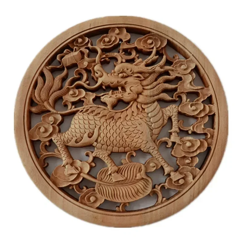 

1pcs New Camphor Wood Carving Ornaments/symmetrical Double Dragons/household Auspicious Wood Carving Pendants