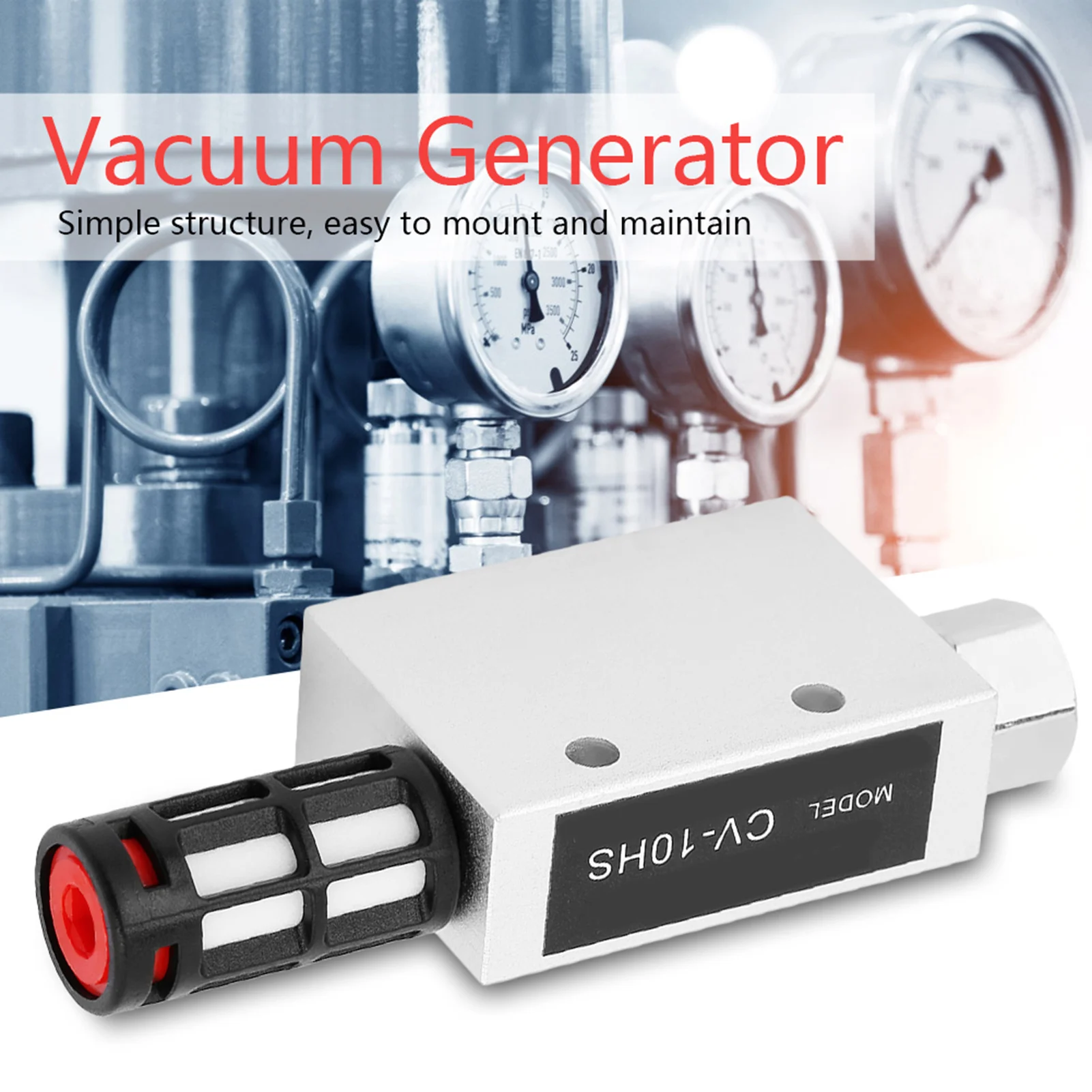 Generator Vakum Udara Pneumatik CV-10HS dengan Peredam Suara, Generator Vakum CV-10HS