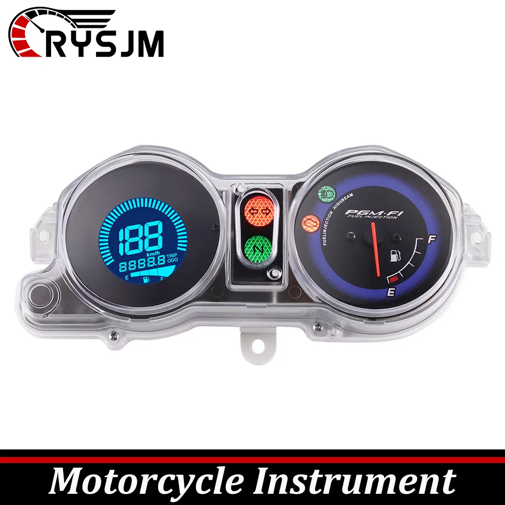 SS 7-Color Backlight LED Digital Motorcycle Speedometer MPH KMH Oil Level Mileage Dashboard Motorcycle Gauge for Brazil TITAN