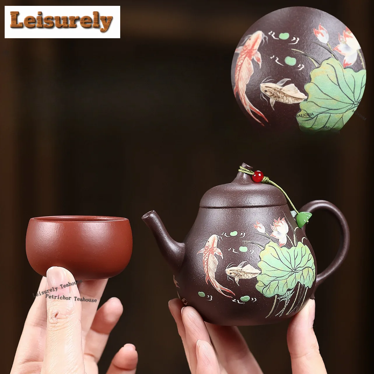 190ml Antique Yixing Purple Clay Teapots Handmade Fish Fun Autumn Water Pot Raw Ore Mud Tea Maker Kettle Zisha Tea Set Supplies
