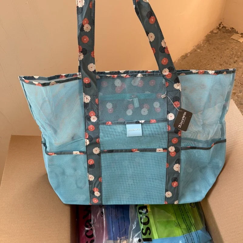 

Fashion Trend Outdoor Portable Neon Large Capacity Foldable Shoulder Tote Bag Beach Shopping Bag for Women