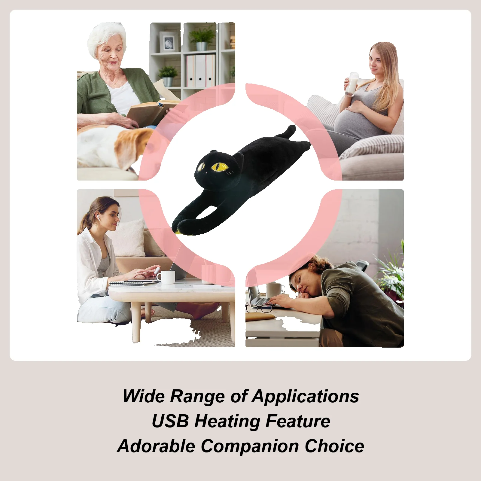 Heating Pad For Period Cramps USB Powered Cat Heat Pad For Menstrual Relief Stuffed Animal Doll For Stomach Neck Shoulder Lower
