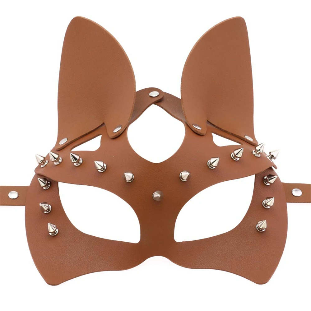 Rabbit Mask Punk PU Leather Sexy Mask Women Half Face fox Cosplay Halloween Party Mask Anime Eye Mask Halloween Accessories Deco