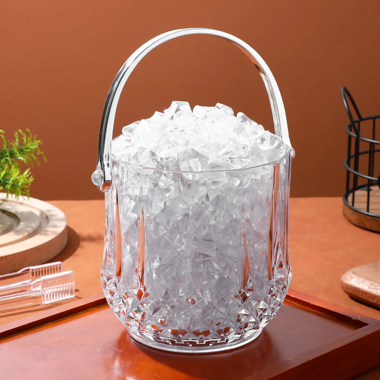 1 مجموعة دلو الثلج متعدد الوظائف مع مشبك مكعبات الثلج سميكة سعة كبيرة البلاستيك المحمولة تخزين برميل دلو عملي #4