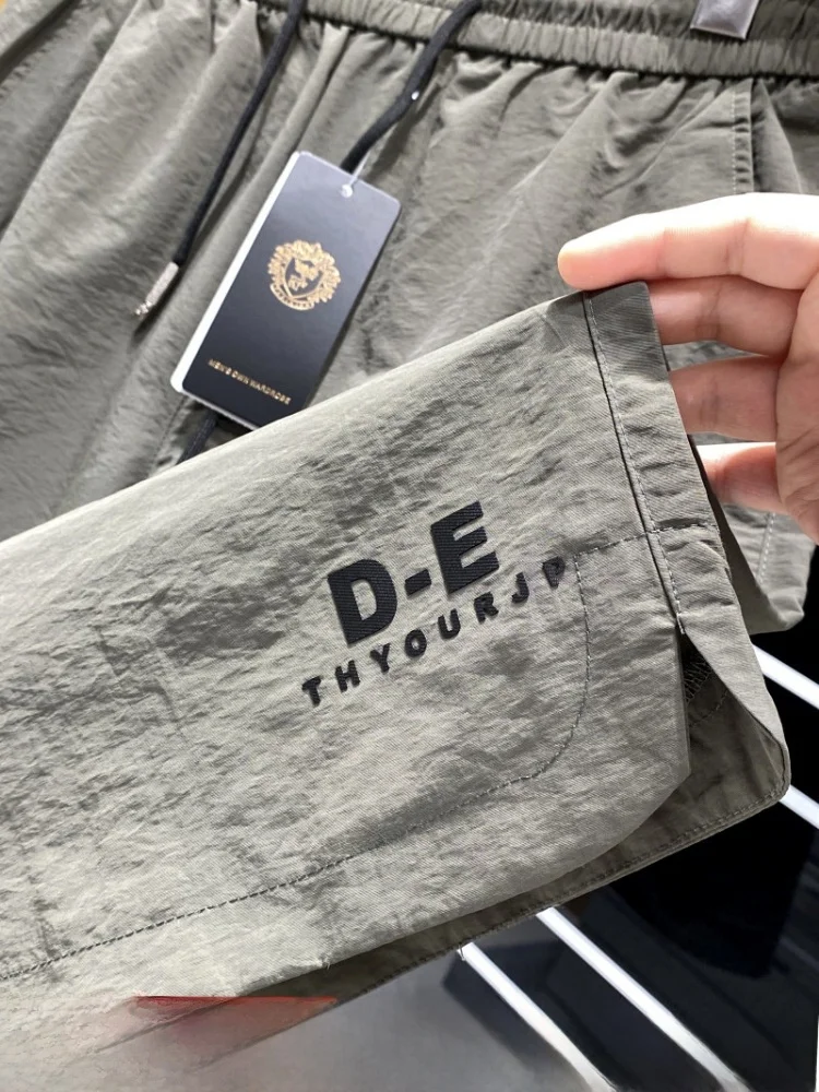 Cool Quick Dry Lightweight Breathable Men's Summer Shorts Casual Letter Print Sporty Trendy Loose Elastic Waist Nylon Fabric