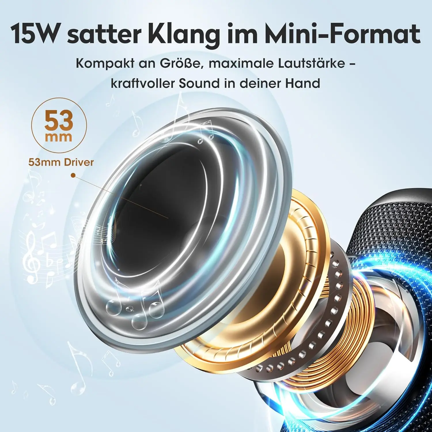 OHYAO X2 Mini Bluetooth-Lautsprecher mit Lauterer Tonlage & Verbessertem Bass IPX7 Wasserdicht Kabelloser Bluetooth 5.3 Tragbarer Musikplayer – Detail 10
