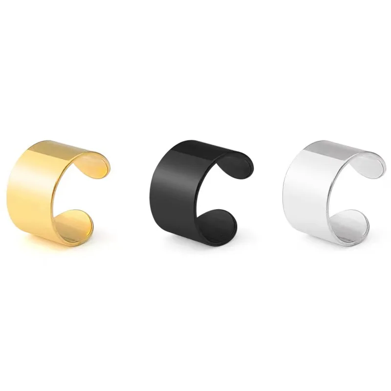 1pcs Width Stainless Steel Clip Earrings Brief Circle Women Men Earring IP Plating No Fade Allergy Free