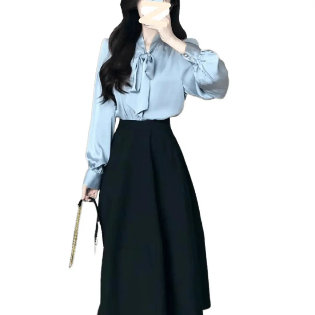 

Профессиональный костюм с синей юбкой для женщин, городской стиль, весна-лето, обучающая интервью, квалификационная система, одежда с полетом