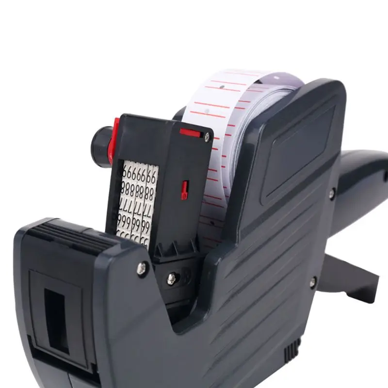 8 Digits Price Tag Labeler Labeller with Red Lines Label Paper for Retail Store Pricing Display Tool + Roller