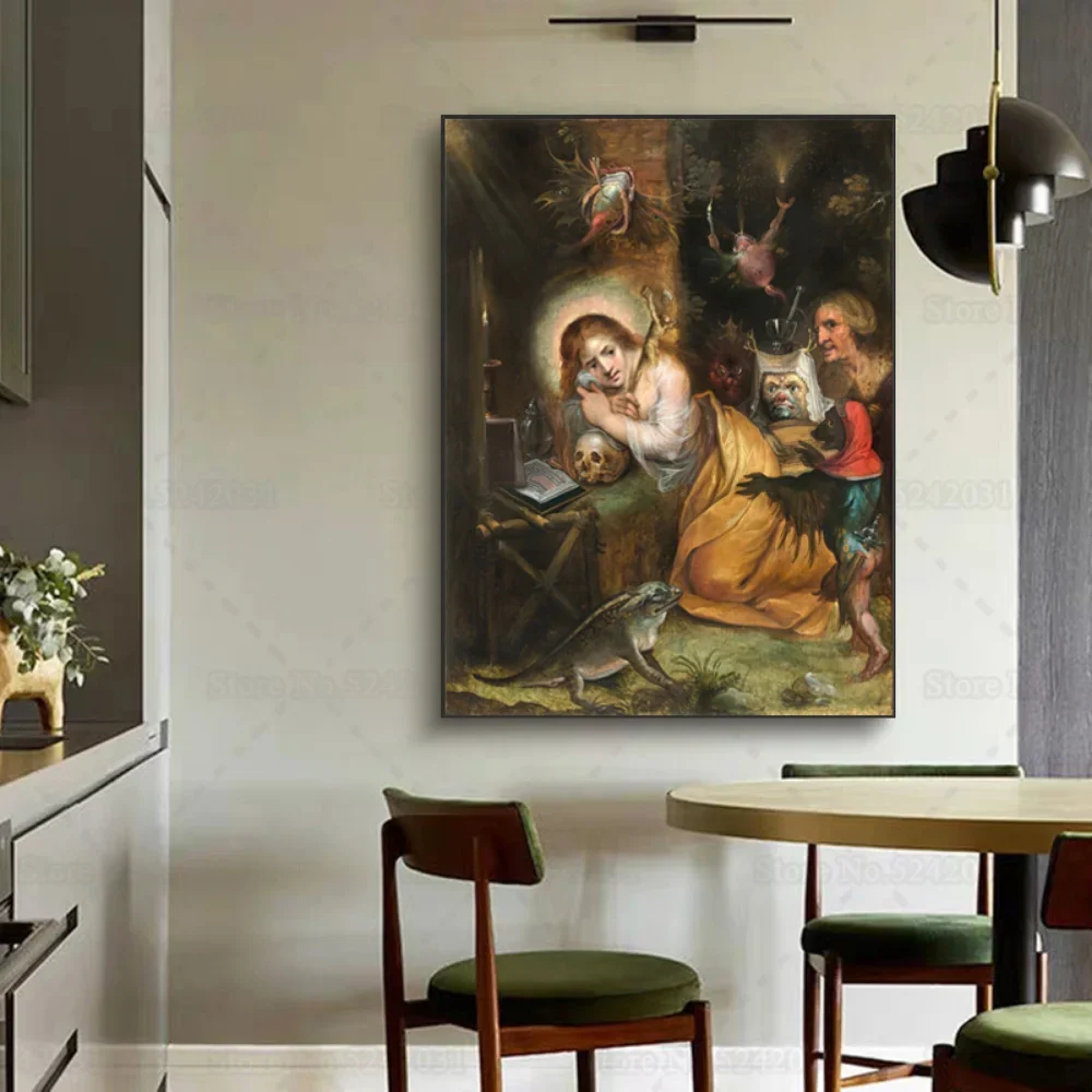 The Penitent Mary Magdalene Visited By Capital Vices Canvas Painting By Frans Francken Print Poster Wall Art Decor