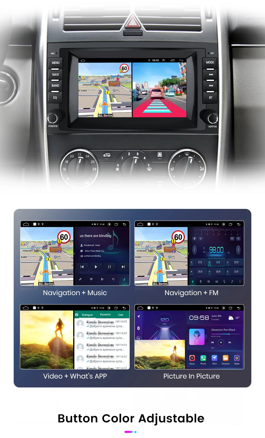 Junsun android auto radio für mercedes benz b200 klasse sprinter w906 viano vito w639 carplay auto multimedia gps 2din autoradio – Detail 27