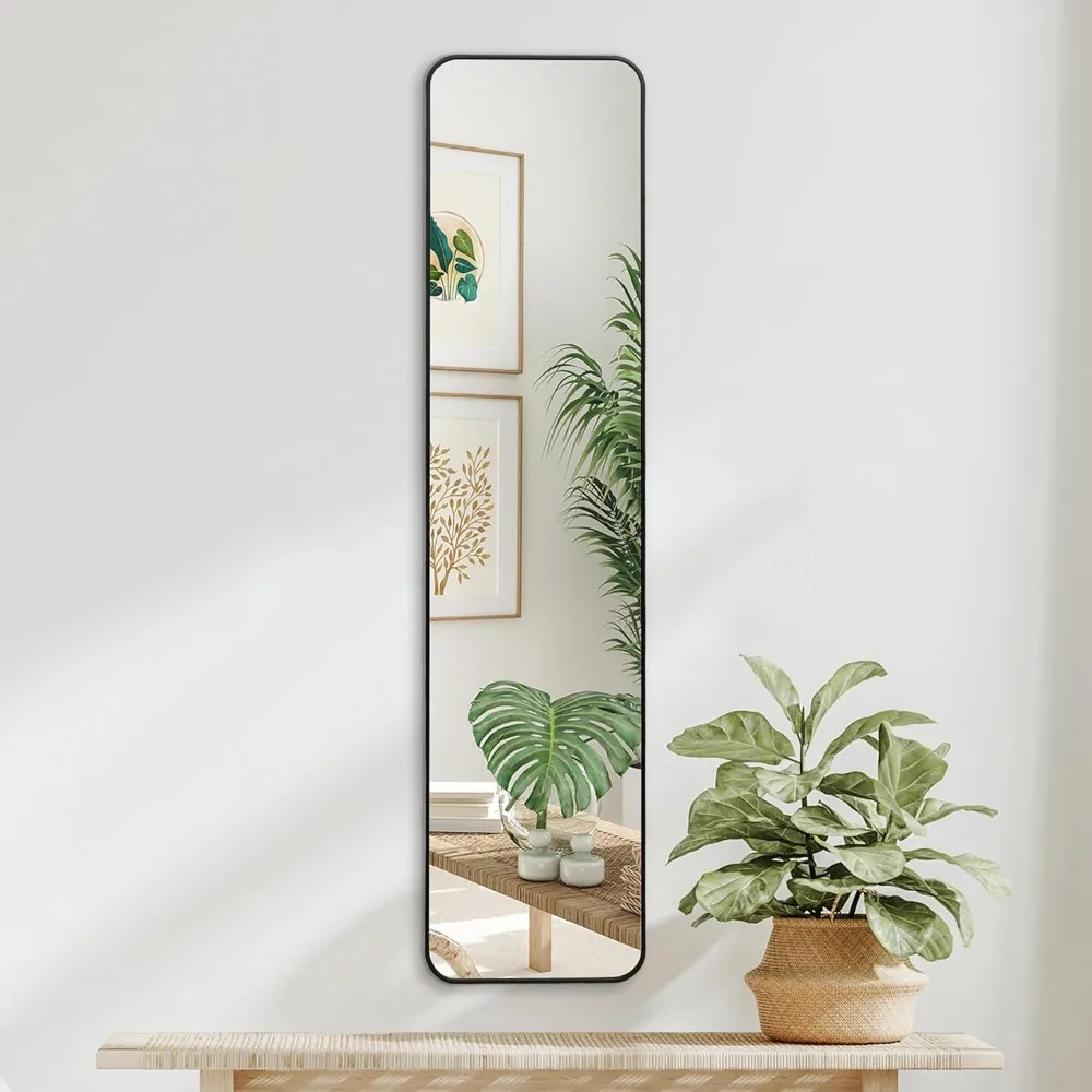 Miroir pleine longueur 13x58 – Miroirs suspendus avec cadre en aluminium – Miroir moderne pour salle de bain, chambre à coucher, salon