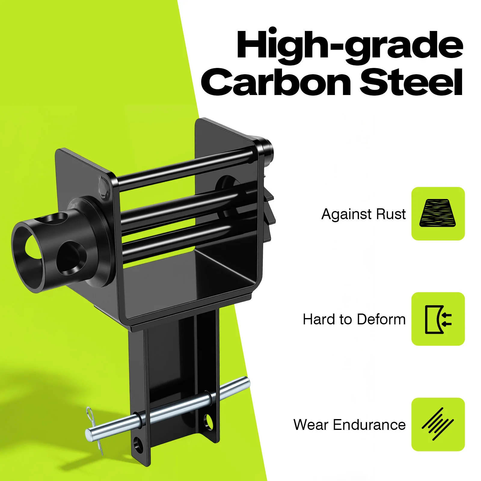 Trailer Stake Pocket Winch 4Pcs 5400lbs Load Carbon Steel Black Flatbed Truck Trailer Winch with 2 Adjustable Cotter Pin Holes Heavy Duty Tie Down Fit 1.5x3in Stake Pockets