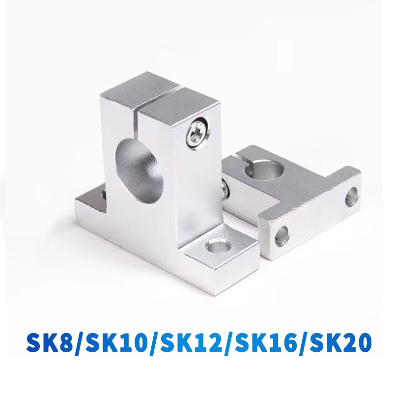 4pcs/lot SK10 8mm Linear Bearing Rail Shaft Support SK8 8mm SK12 12mm SK16 SK20 For XYZ Table CNC Router 3D Printer Parts