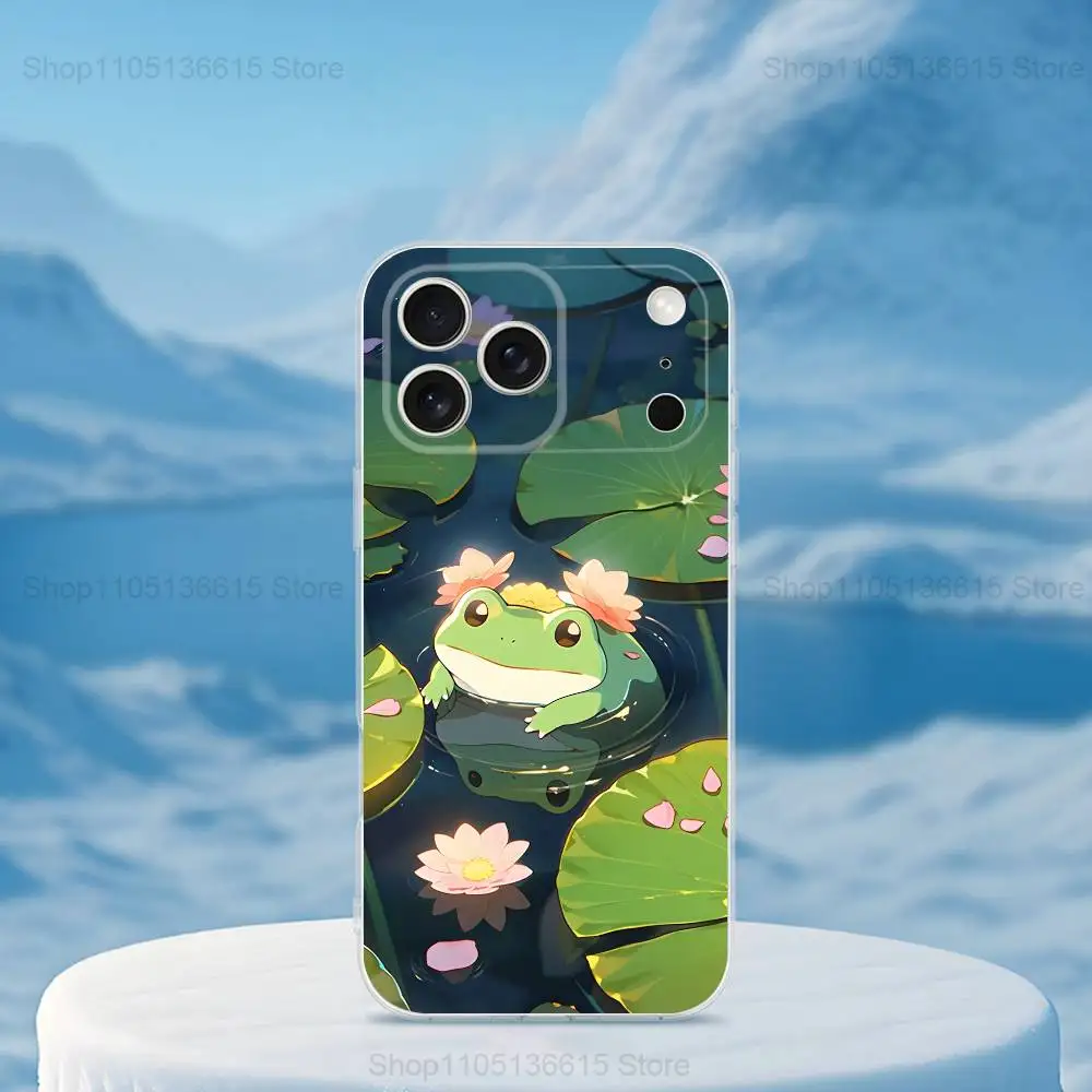 Funda de teléfono con dibujos de rana de arte bonito para iPhone 16,15,14,13,12,11,17 Pro,Max,Plus,X,XS,XR,SE,Mini funda suave transparente